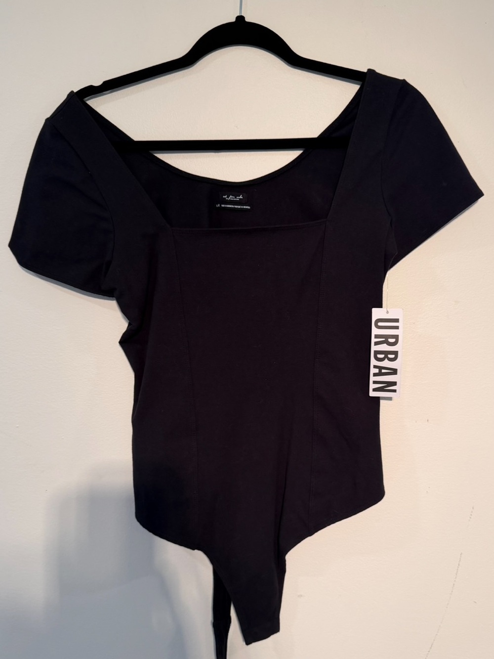 Urban Outfitters Black Square Neck Short-Sleeve Bodysuit